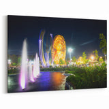 Algeria Wall Art - Vibrant Algerian Cityscape with Night Fountains