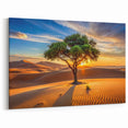 Solitary Tree in Algerian Desert - Stunning Sahara Sunset Wall Art
