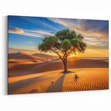 Solitary Tree in Algerian Desert - Stunning Sahara Sunset Wall Art