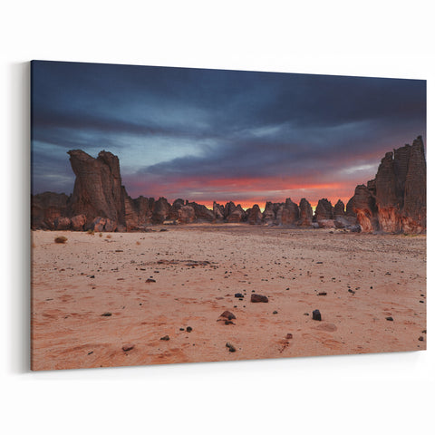 Dramatic Algerian Desert Sunset - Striking Sahara Landscape Wall Art