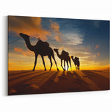 Camels at Sunset in Algeria - Captivating Sahara Desert Wall Art
