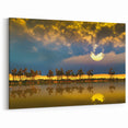 Algeria Wall Art - Stunning Sahara Sunset Reflection on Oasis Landscape