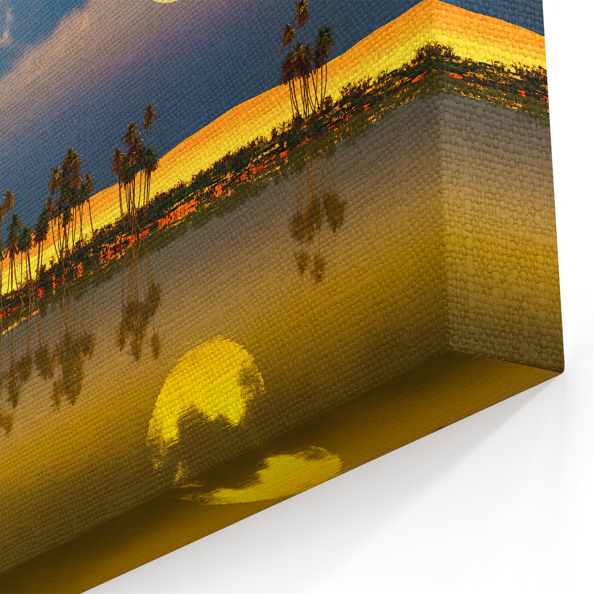 Algeria Wall Art - Stunning Sahara Sunset Reflection on Oasis Landscape