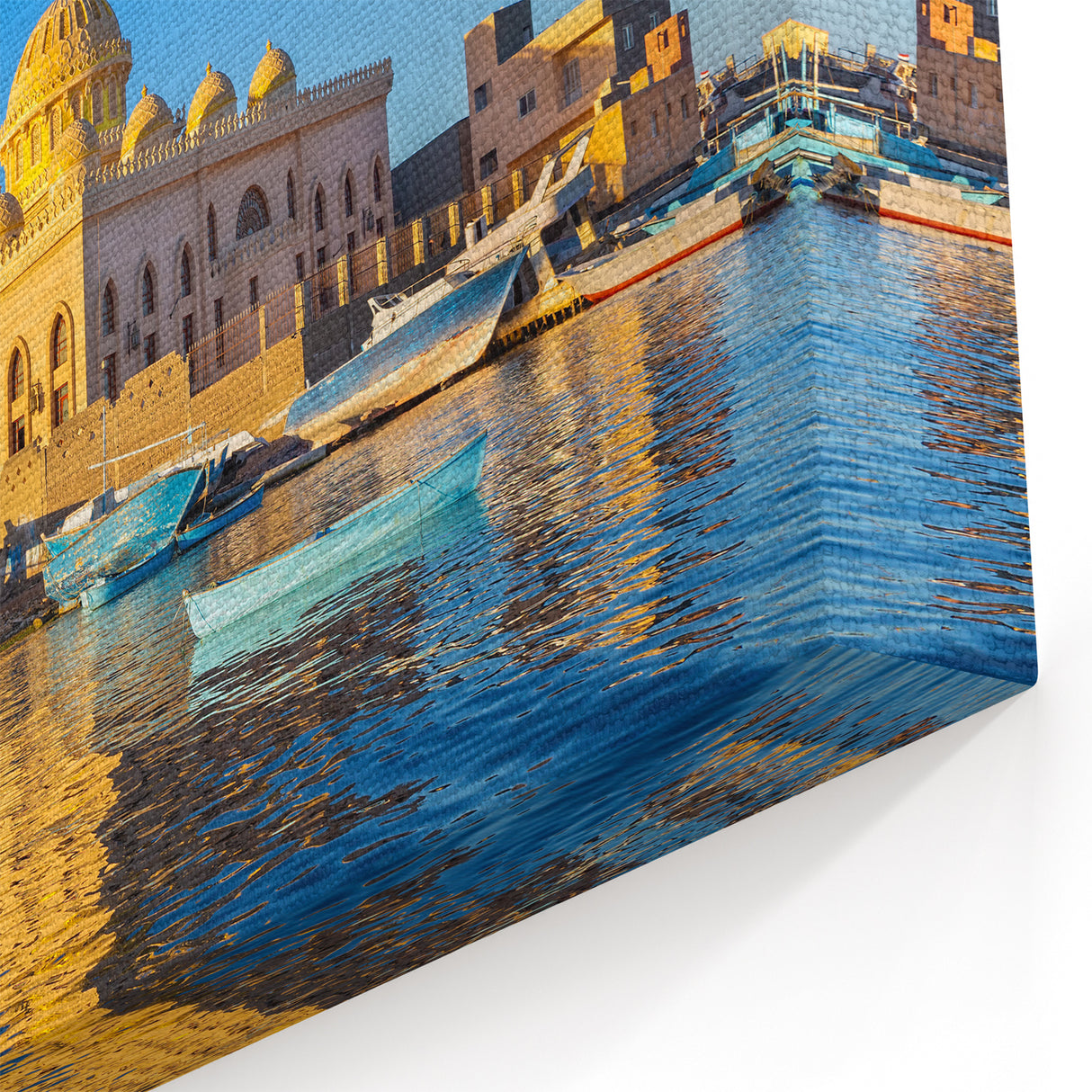 Egyptian Mosque and Boats Wall Art - Sunset Reflections Canvas Prints