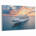 Serene Sunset Cruise Ship Wall Art - Ocean Voyage Nautical Decor
