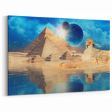 Ancient Egypt Decor - Pyramids & Sphinx Wall Art with Cosmic Sky