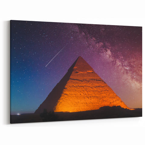 Pyramids of Egypt - Night Sky Wall Art with Shooting Star