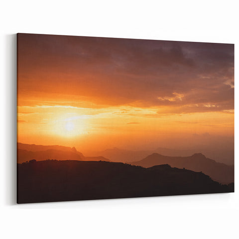 Golden Ethiopian Sunset Over Mountains - African Landscape Art Print