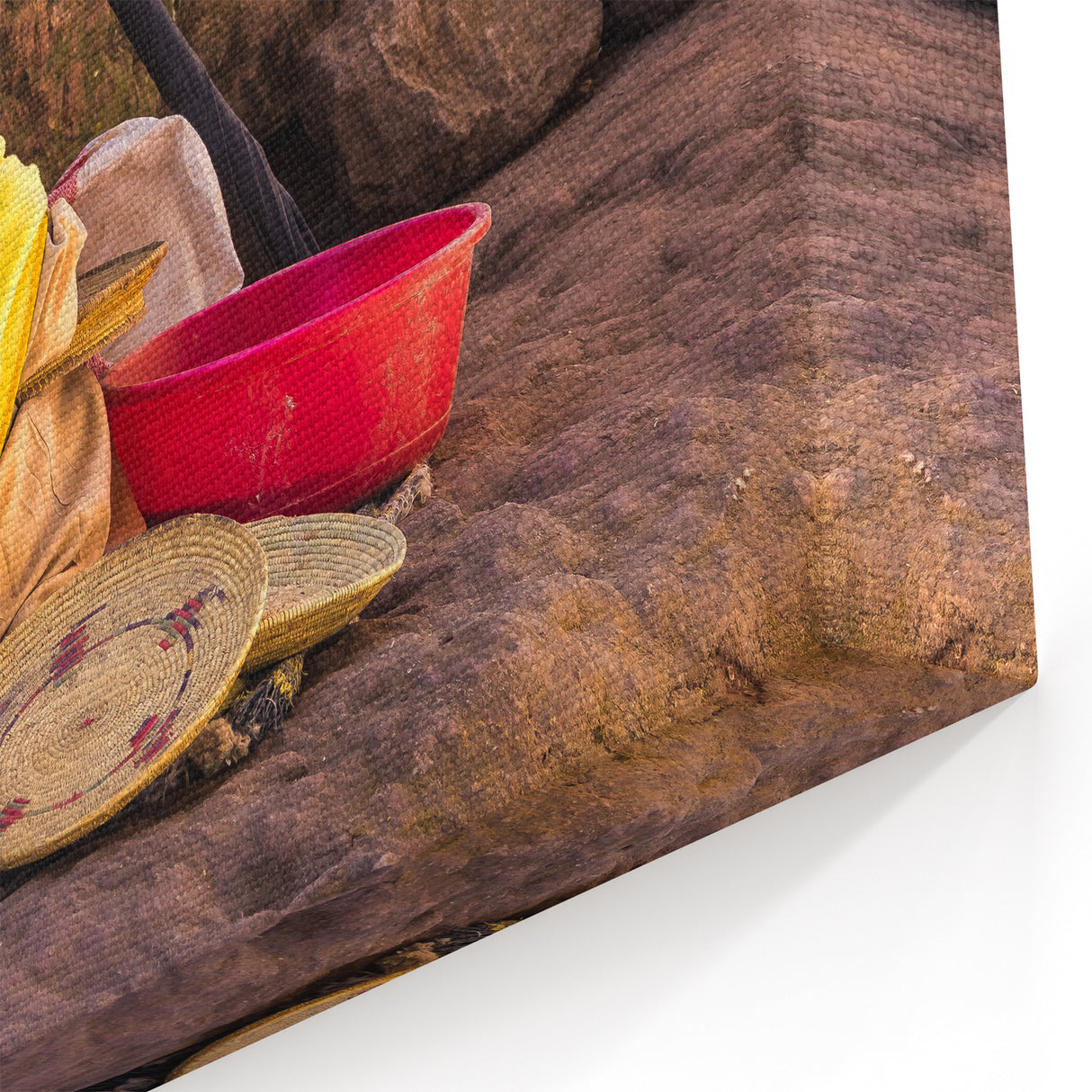 Ethiopian Monk with Woven Baskets - Traditional African Art Print