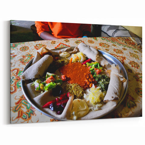Traditional Ethiopian Cuisine Art - Vibrant Cultural Wall Decor Print