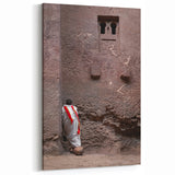 Monk Praying in Rock-Hewn Church - Ethiopian Spiritual Art Print