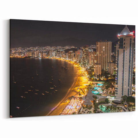 Vibrant Acapulco Nightlife Wall Art – Mexican Cityscape Canvas Print