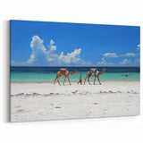 Tranquil Kenyan Beach with Camels - African Coastal Wall Art