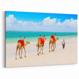 Colorful Camels on Kenyan Beach - Vibrant African Coastal Wall Art