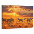 Zebras at Sunset Kenya Wall Art - Majestic African Wildlife Landscape