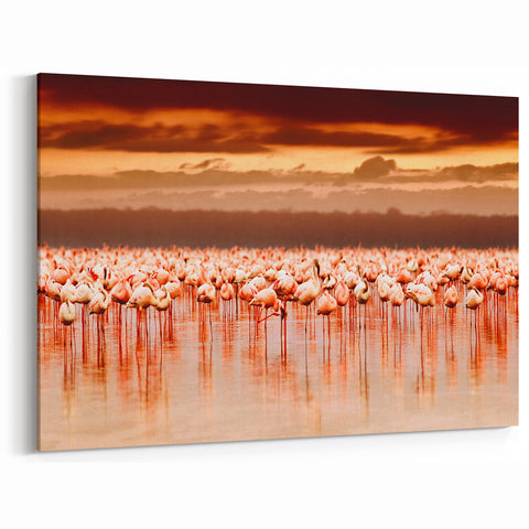 Flamingos at Dawn Kenya Wall Art - Vibrant African Wildlife Print