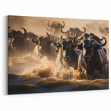 Wildebeest Charge Kenya Wall Art - Dynamic African Wildlife Print