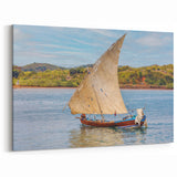 African Region Wall Decor - Traditional Sailboat on Calm Waters