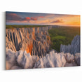 Madagascar Landscape Art - Unique Limestone Formation at Sunset Print