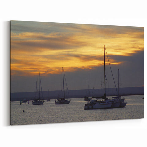 Baja California Sur Wall Art: Sunset Sailboats on Calm Waters