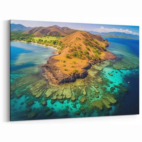 Madagascar Coastal Wall Art - Vibrant Island and Coral Reef Print