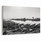 Black and White Canoes in Mali - African Scenery Photography Print