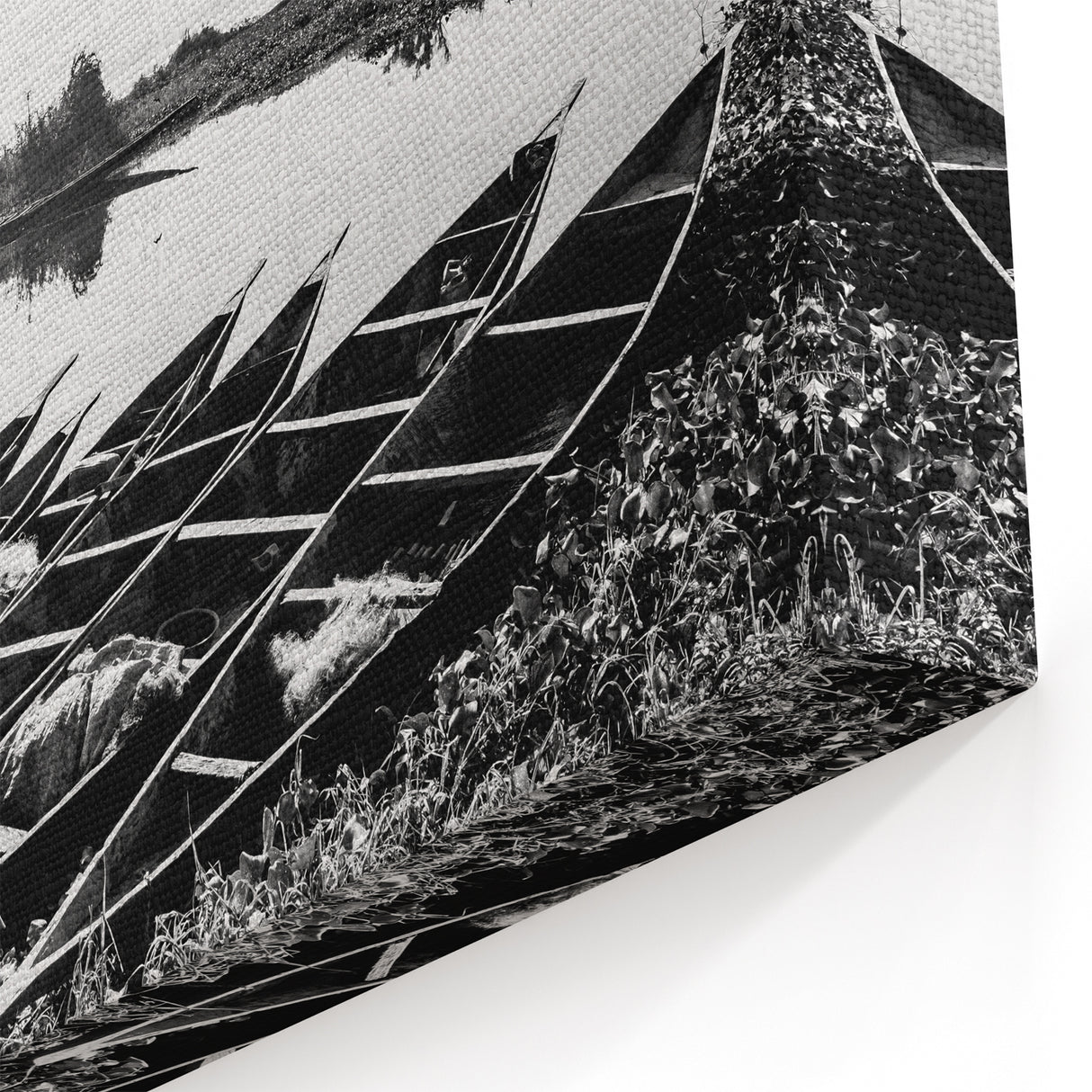 Black and White Canoes in Mali - African Scenery Photography Print