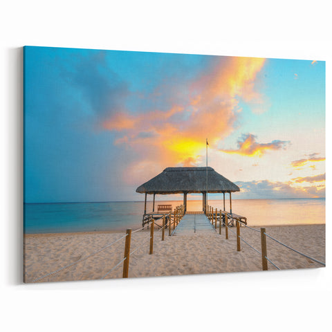Mauritius Pier Sunrise Wall Art - Tranquil Tropical Island Scenic Print