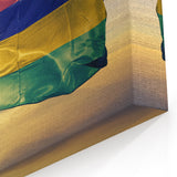 Scenic Mauritius Flag at Sunset - African Beach & Landscape Canvas Art