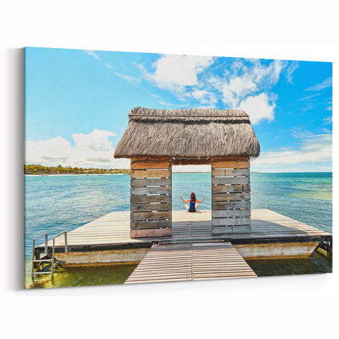 Peaceful Retreat by the Ocean - Tropical Mauritius Island Canvas Print