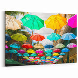 Colorful Umbrellas Overhead - Vibrant Street Scene Mauritius Art Print