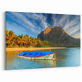 Serene Boat at Le Morne Beach - Mauritius Coastal Landscape Art Print