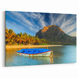Serene Boat at Le Morne Beach - Mauritius Coastal Landscape Art Print
