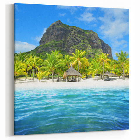 Tropical Paradise at Le Morne Beach - Mauritius Coastal Landscape Art