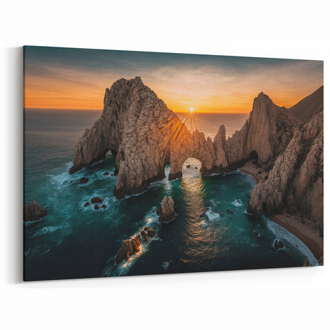 Golden Sunset Over Baja California Arch - Scenic Mexico Wall Art Print