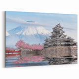 Mount Fuji Castle Art Print – Traditional Japanese Architecture with Sakura