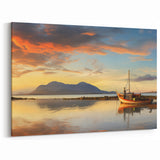 Golden Sunset Over Calm Waters - Mauritius Coastal Landscape Art