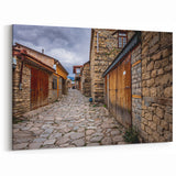 Azerbaijan Village Alley Art - Rustic Stone Street Scene Print