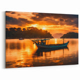 Fiery Sunset Over Tranquil Waters - Mauritius Coastal Landscape Art