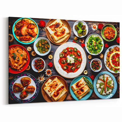 Azerbaijan Cuisine Art - Vibrant Traditional Food Spread Print