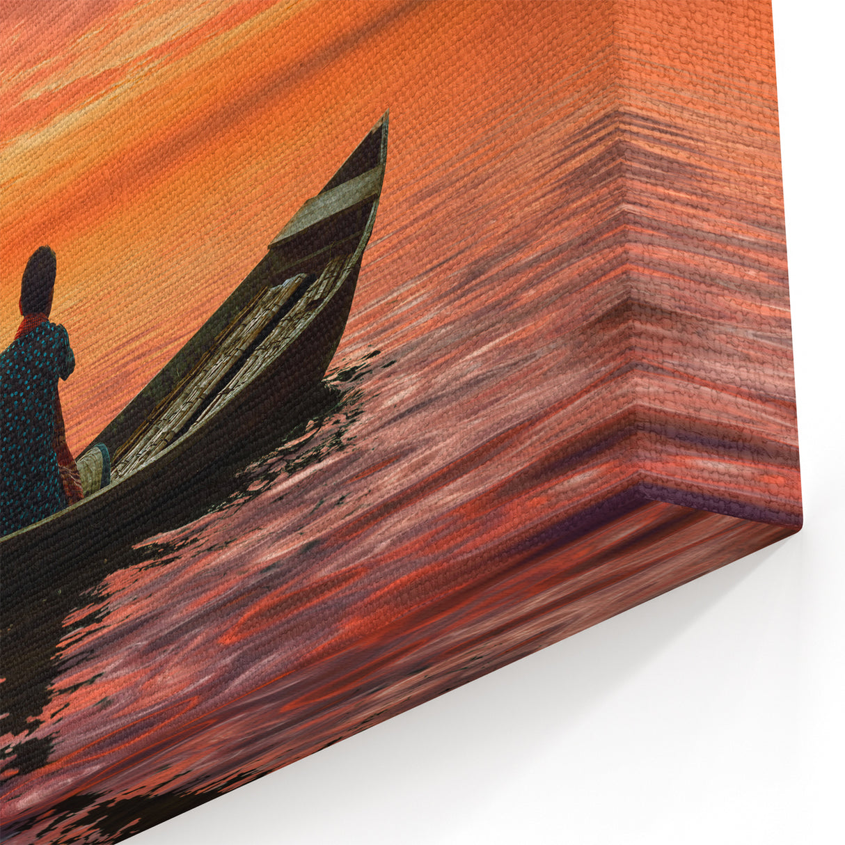 Tranquil Sunset on the Water - Serene Bangladeshi Landscape Art