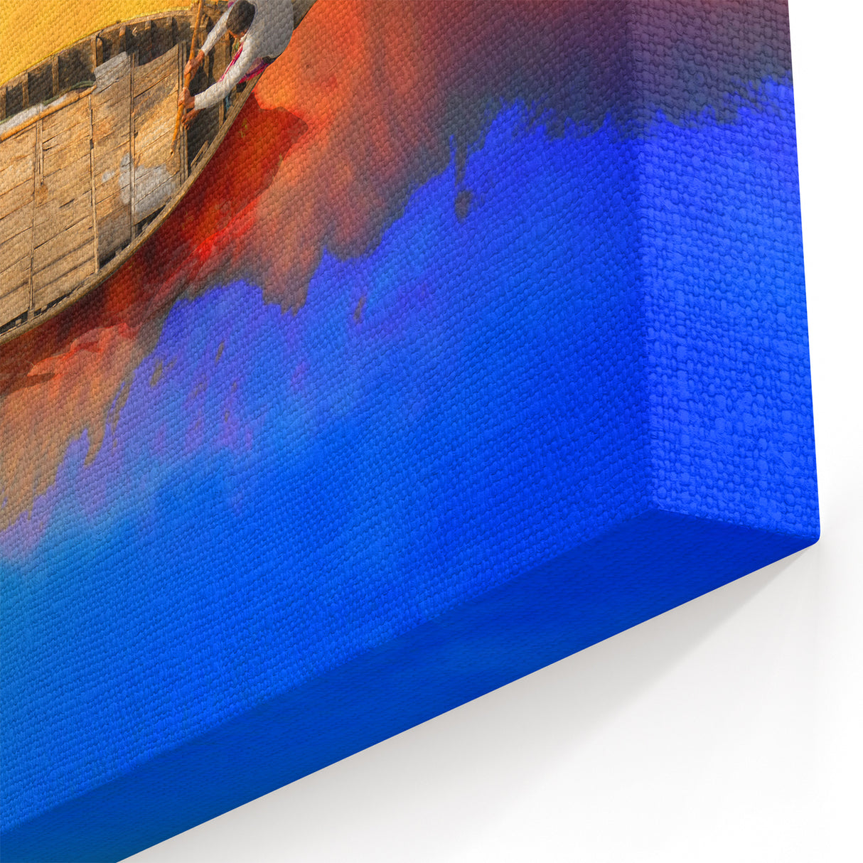 Colorful Reflection on Water - Vibrant Bangladeshi Boat Wall Art