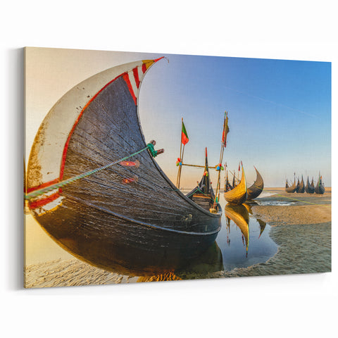Traditional Bangladeshi Fishing Boats - Coastal Maritime Wall Art