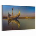 Reflective Fishing Boat at Dusk - Serene Bangladeshi Coastal Art