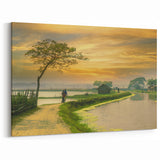 Sunset Stroll in Rural Bangladesh - Peaceful Countryside Wall Art