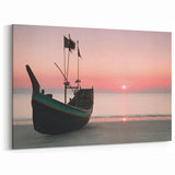 Peaceful Sunrise Over the Sea - Serene Bangladeshi Boat Art
