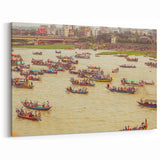Vibrant Boat Festival on the River - Dynamic Bangladeshi Wall Art