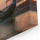Bangladesh Sunset Fishing Boats - Serene Coastal Canvas Wall Art