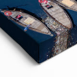 Aerial View of Bangladesh Boats - Tranquil River Scene Canvas Wall Art