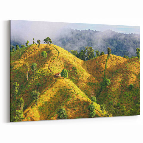 Misty Hills of Bangladesh - Serene Nature Landscape Canvas Wall Art